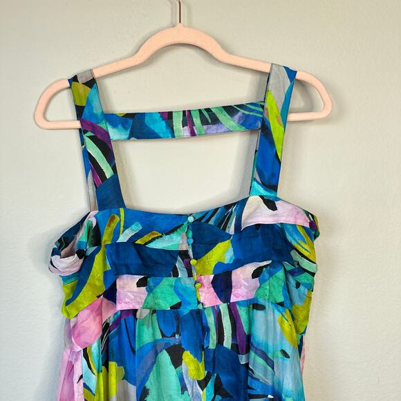 ANTHROPOLOGIE Sunny Midi Dress Silk Blend Tropical Size Medium READ - Picture 9 of 14